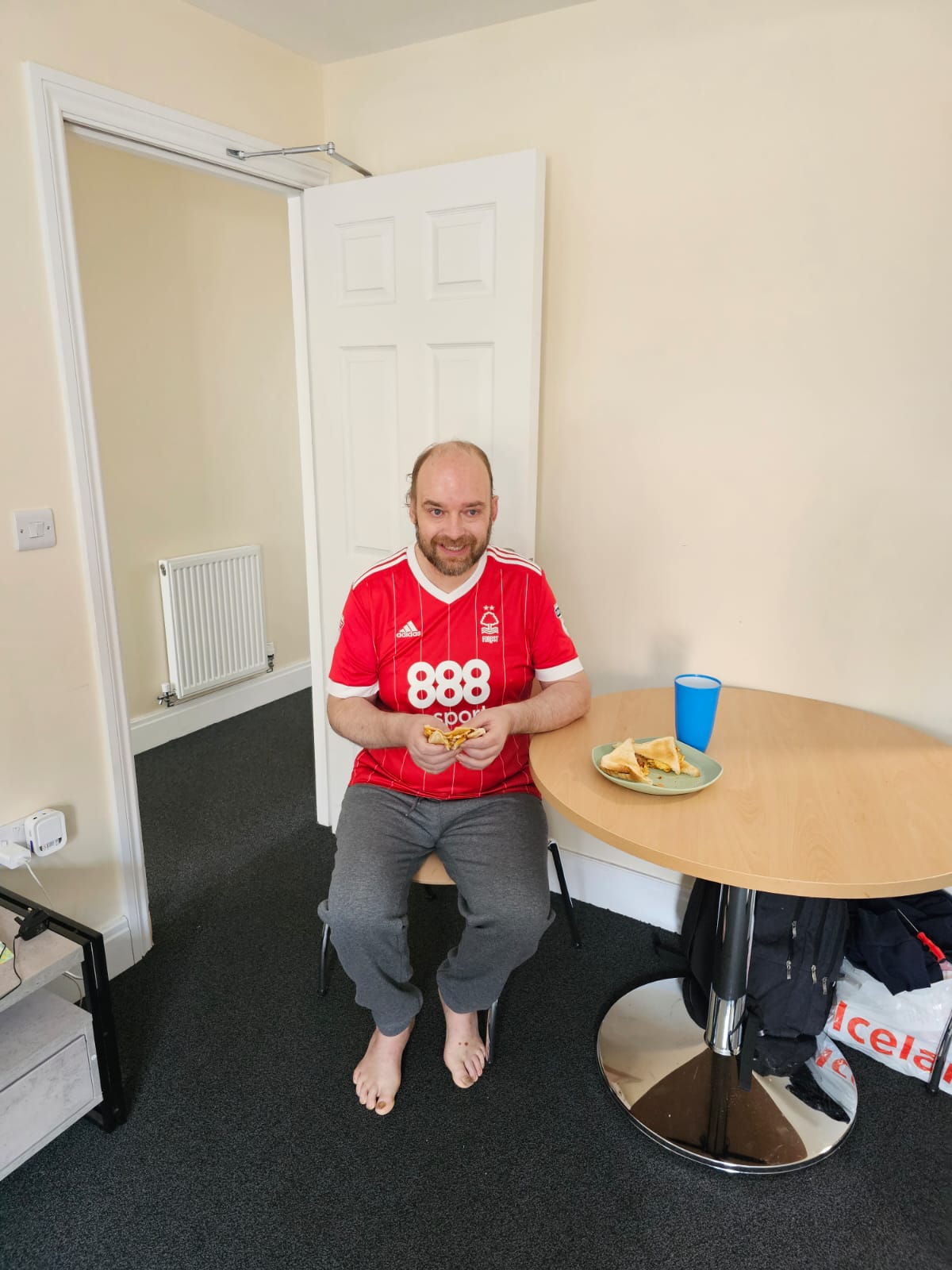 Photo of Richard at home eating lunch
