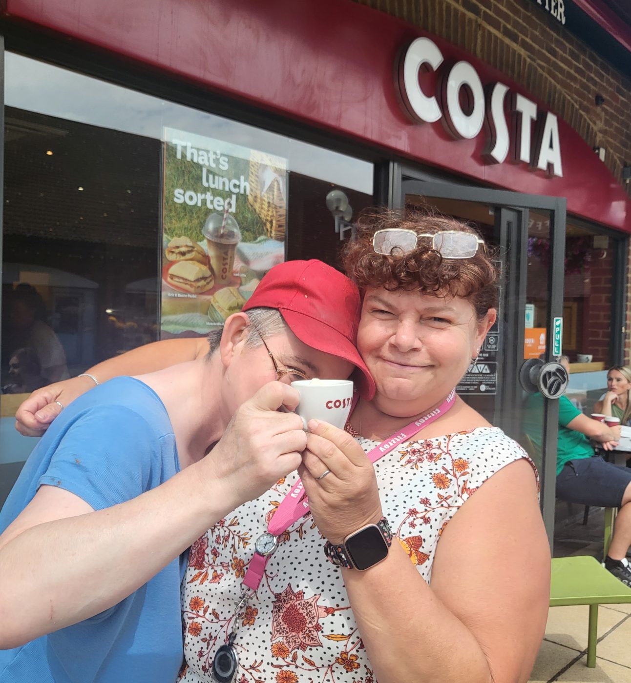 Sally and key worker Caroline at Costa