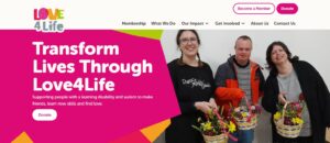 A screen shot of Love4Life's website.