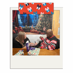 Devon opening Christmas presents