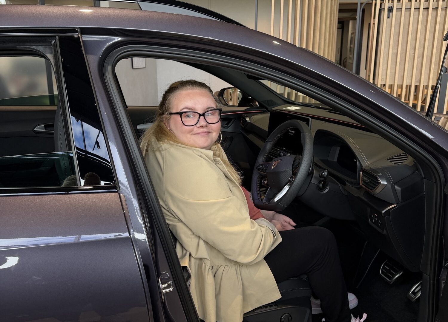Beth in her new car